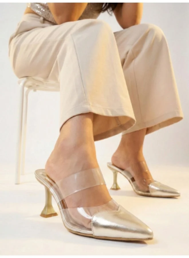 Zoriworld Gold Zoriworld Amor Gold Heels 3.5 Heel Rubber Sole for Women | Best Price UAE